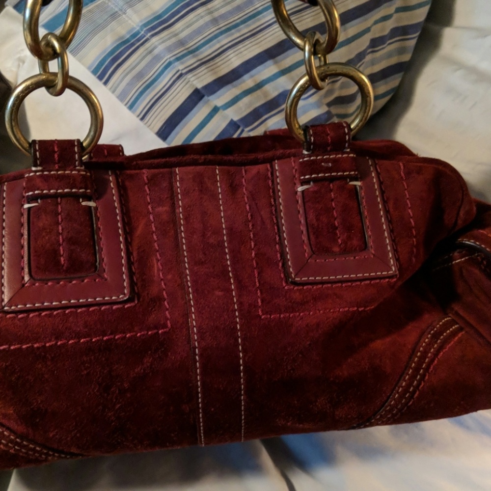 Maroon suede coach satchel